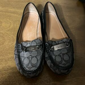 Vintage coach monogram black and grey loafers size 9